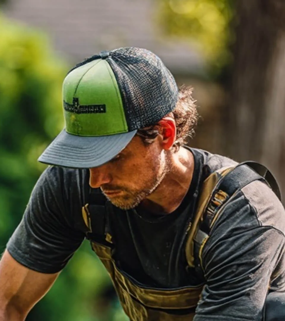 Technician in green cap